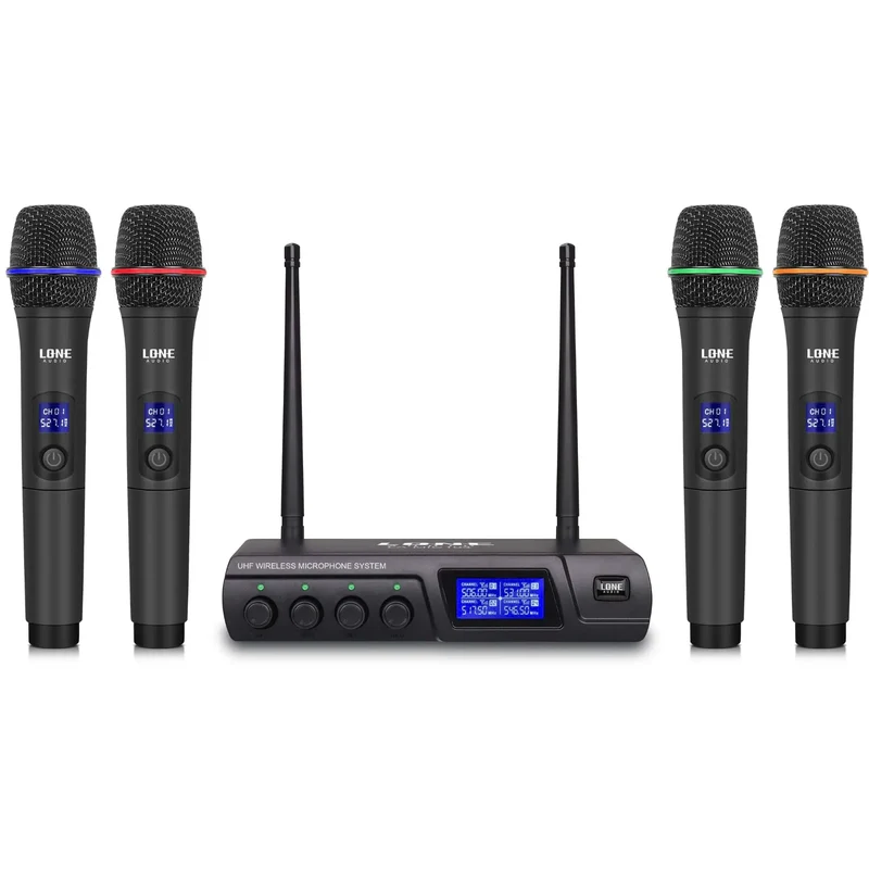 SYSTEME DE MICROPHONE HF A 4 CANAUX AVEC 4 MICROS MAIN