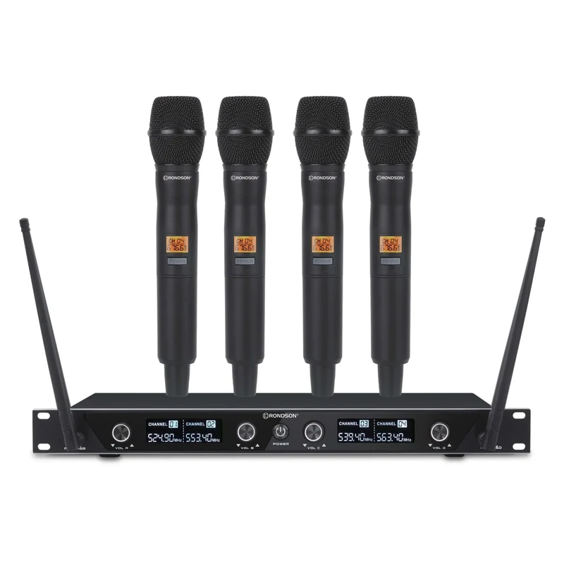 ENSEMBLE RÉCEPTEUR UHF AVEC 4 MICROPHONES MAIN
