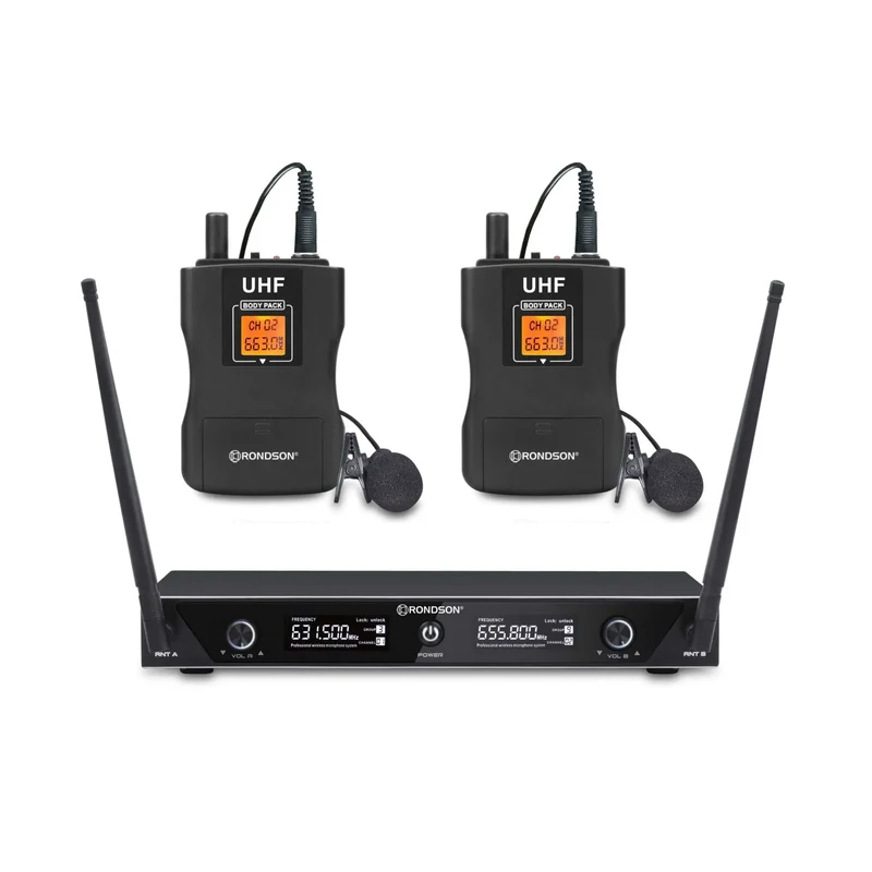 ENSEMBLE RÉCEPTEUR UHF DOUBLE AVEC 2 BODYPACKS