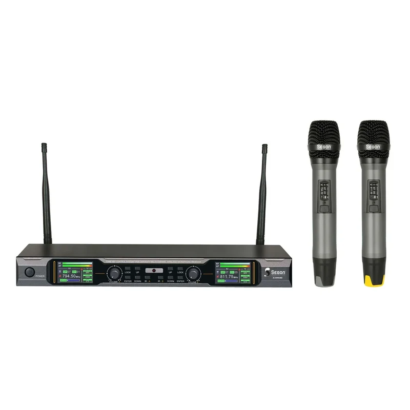 ENSEMBLE RÉCEPTEUR UHF AVEC 2 MICROPHONE MAIN ET BOITIER RÉCEPTEUR