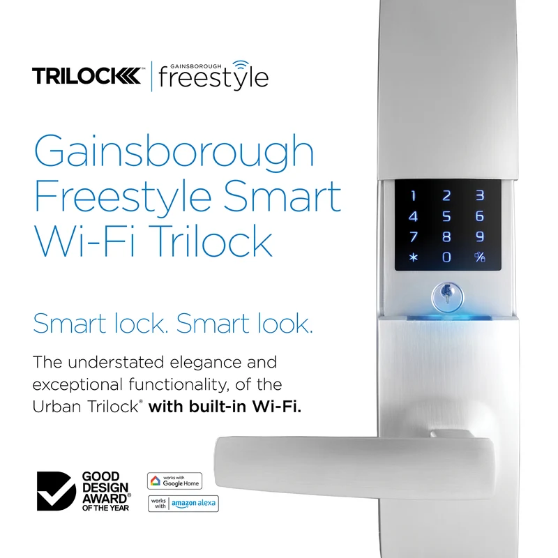 Gainsborough Freestyle WIFI Entrance Trilock (Brushed Satin Chrome)