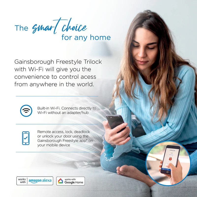 Gainsborough Freestyle WIFI Entrance Trilock (Brushed Satin Chrome)