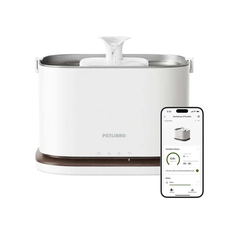 Petlibro Dockstream 2 Smart Cordless Pet Water Fountain Walnut 3L WiFi