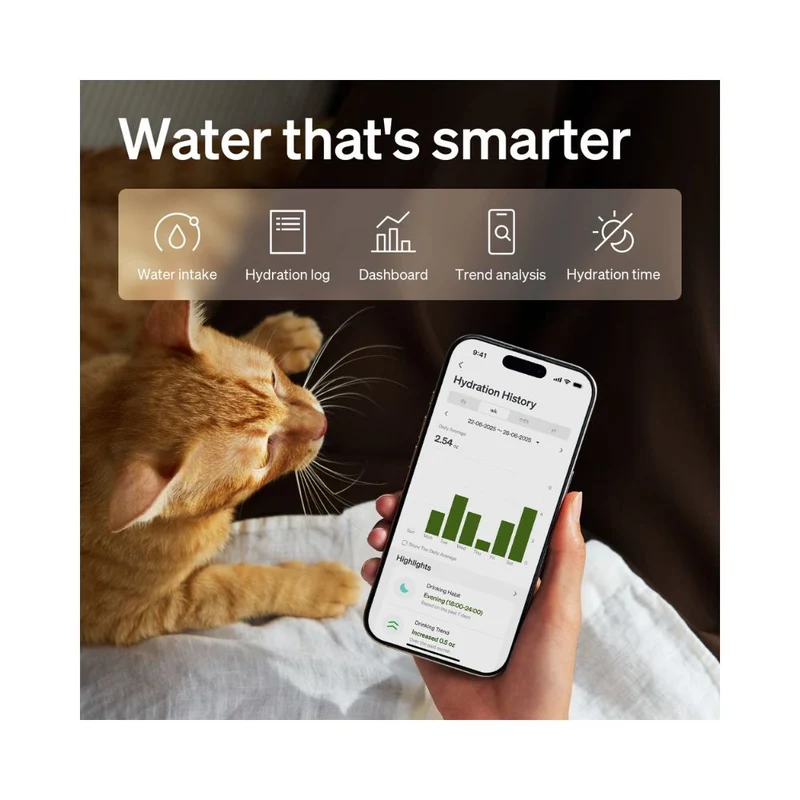 Petlibro Dockstream 2 Smart Cordless Pet Water Fountain Walnut 3L WiFi