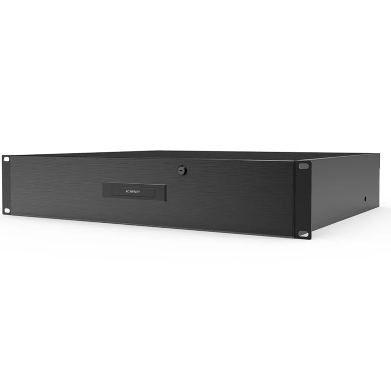 AC Infinity Heavy-Duty Rack Drawer Aluminium Faceplate 2U Black