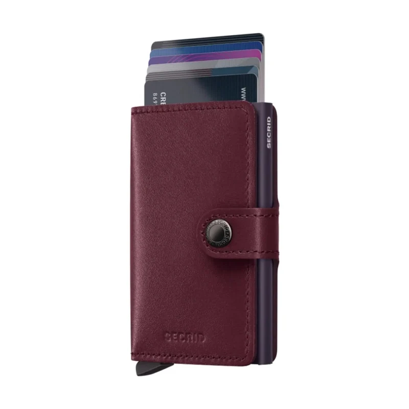 Secrid Miniwallet Compact RFID Mens Travel Wallet European Leather Cranberry