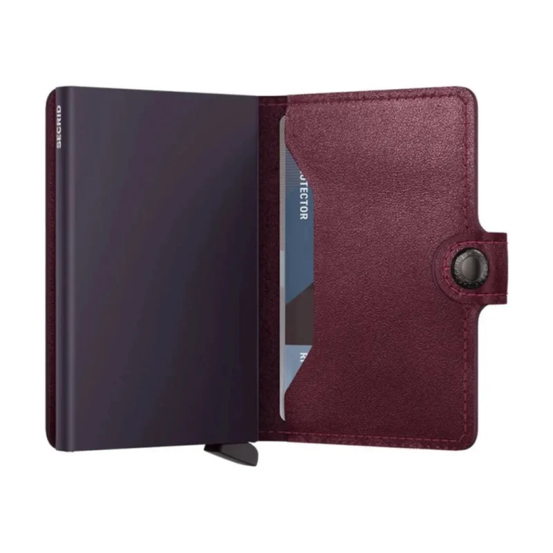 Secrid Miniwallet Compact RFID Mens Travel Wallet European Leather Cranberry