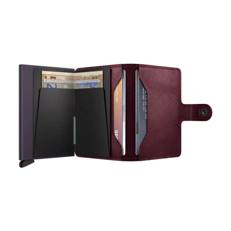Secrid Miniwallet Compact RFID Mens Travel Wallet European Leather Cranberry
