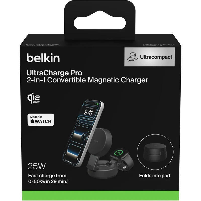 Belkin UltraCharge Pro 2-in-1 Convertible Magnetic Charger (Charcoal)