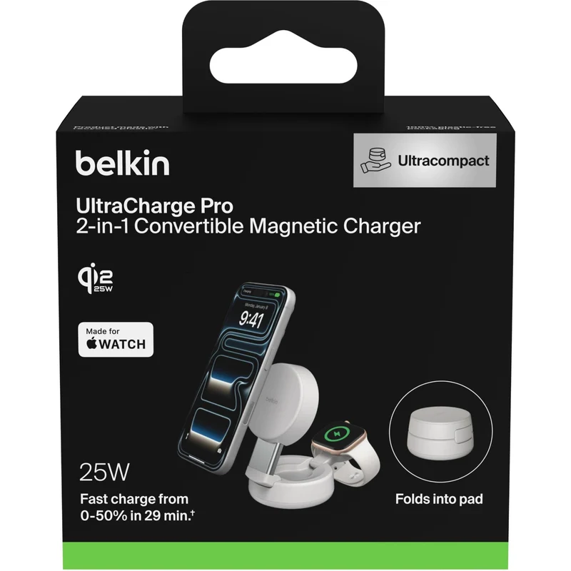Belkin UltraCharge Pro 2-in-1 Convertible Magnetic Charger (Sand)